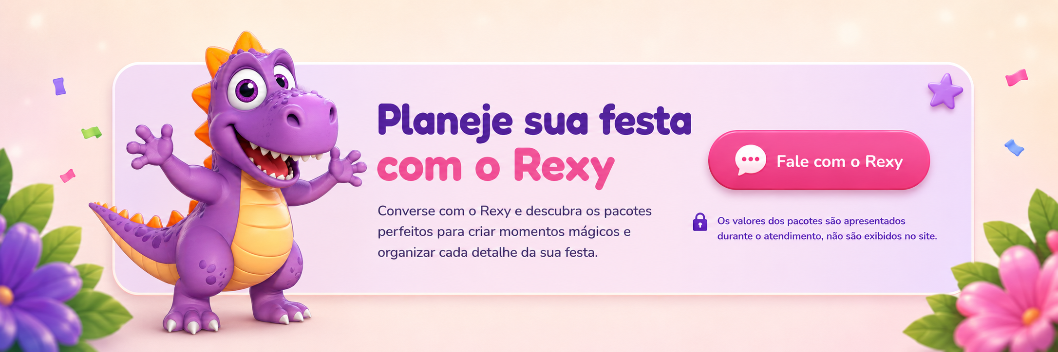 Planeje sua festa com o Rexy